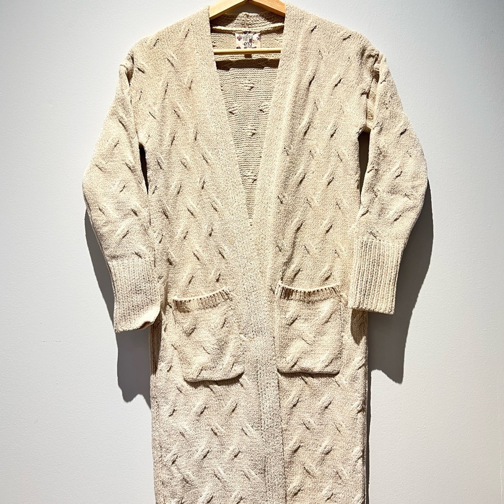Hippie Rose Cream Cable Knit Cardigan Sweater